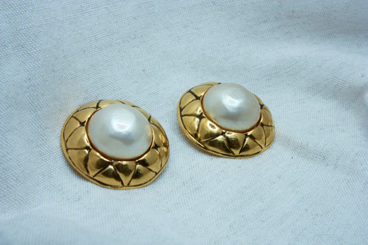 Vintage Chanel Faux Pearl Clip-on Earrings