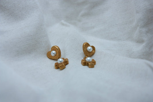 Heart & Cross Earrings