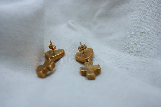 Heart & Cross Earrings