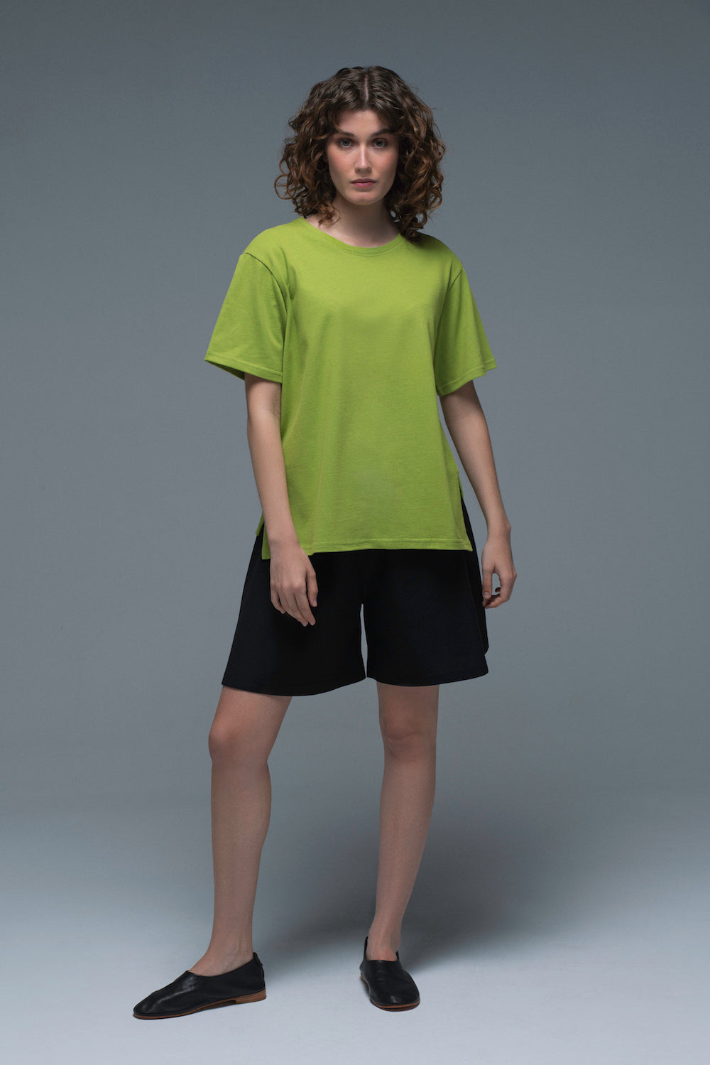 O-neck T-shirt in Lime