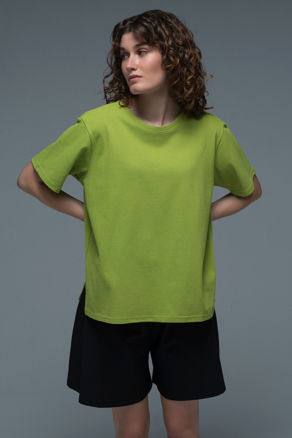 O-neck T-shirt in Lime