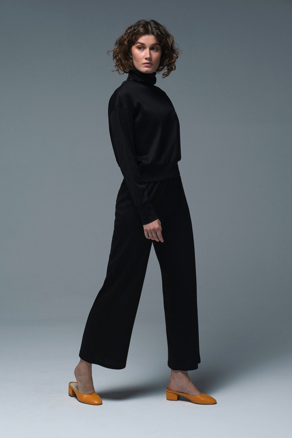 60s Pants in Black Silky Cotton