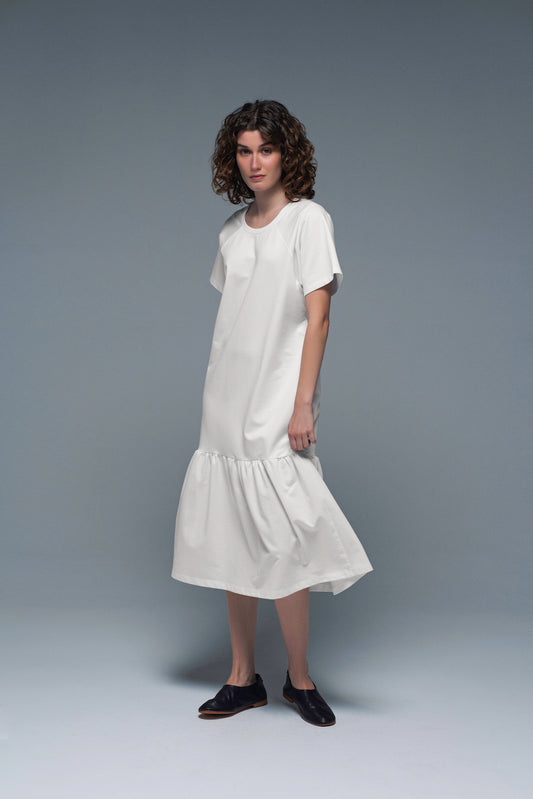 'Match Point' Midi Dress in White