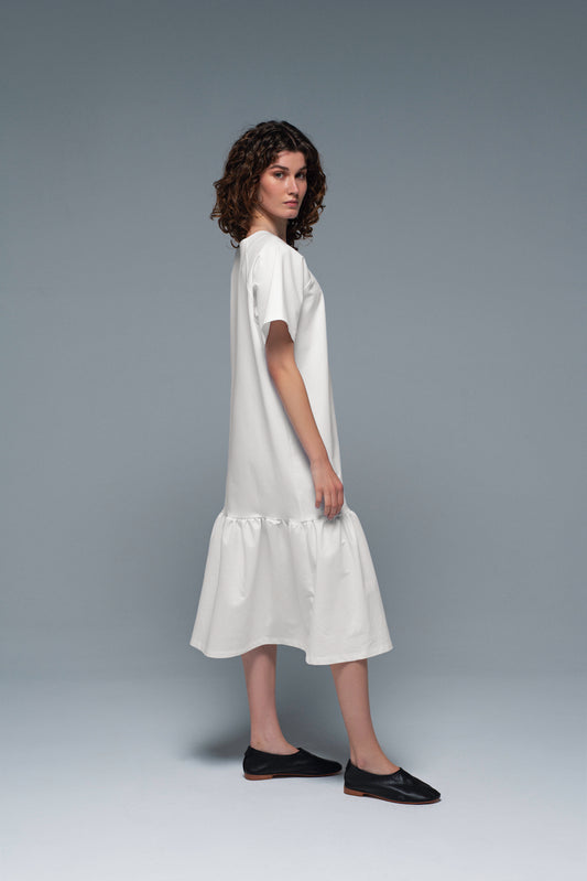 'Match Point' Midi Dress in White