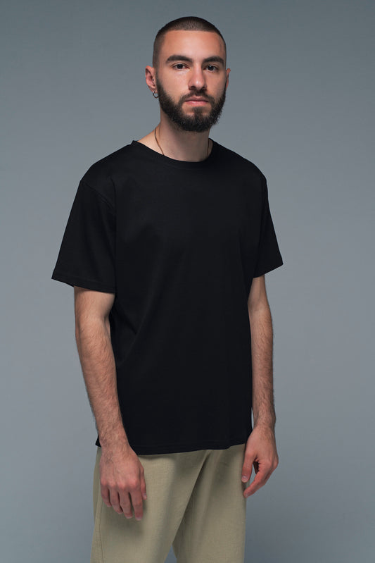 Men’s T-shirt in Black Silky Cotton