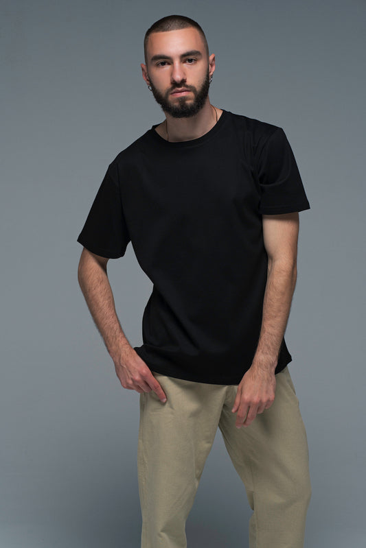 Men’s T-shirt in Black Silky Cotton