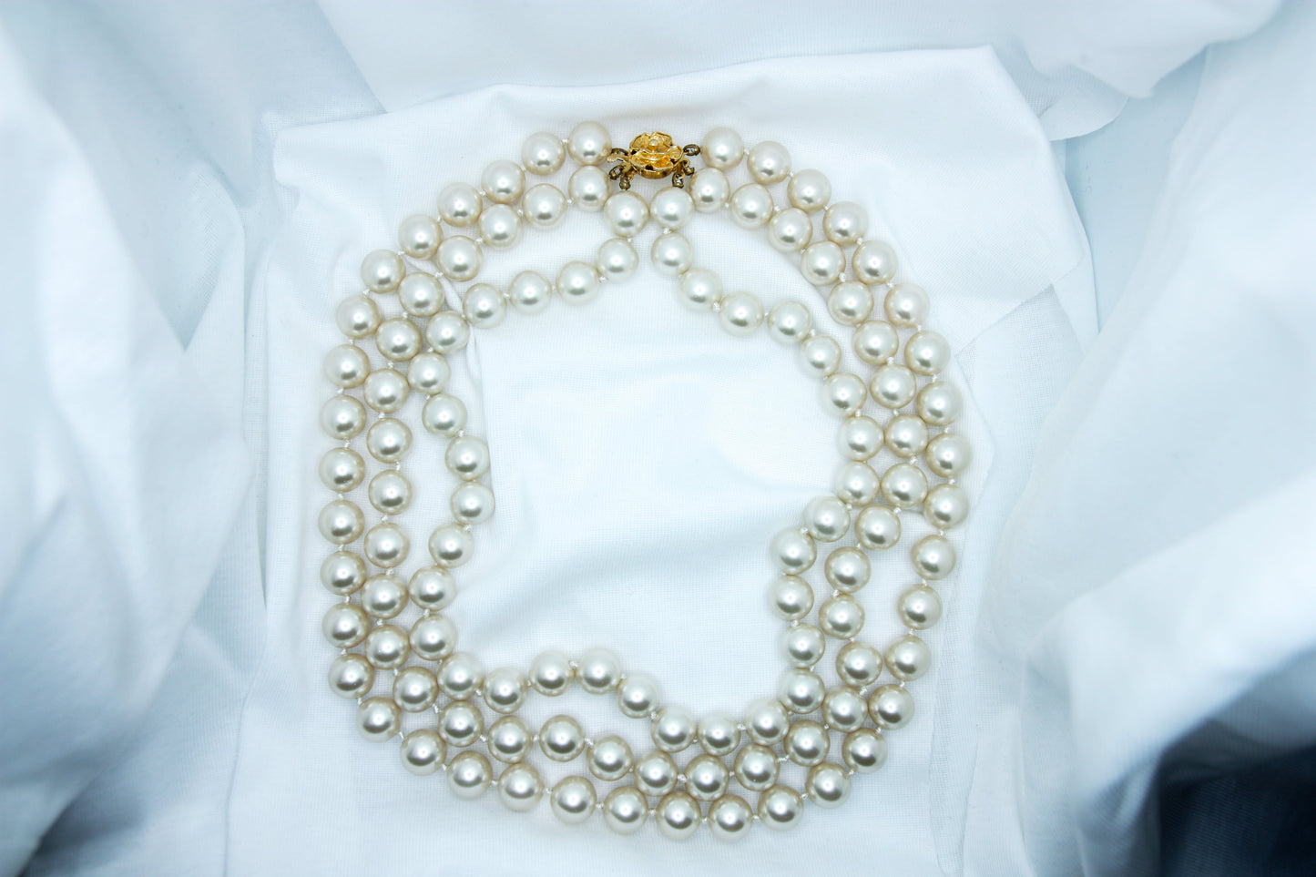 Three-Strand Faux Pearl Necklace